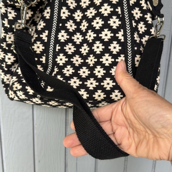 America and Beyond Butterfly Embroidered Black and Pink Tote Bag - Picture 7 of 11